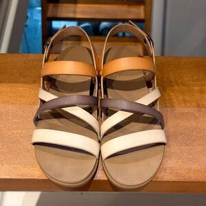 Elegant Tan and Cream Strappy Sandals